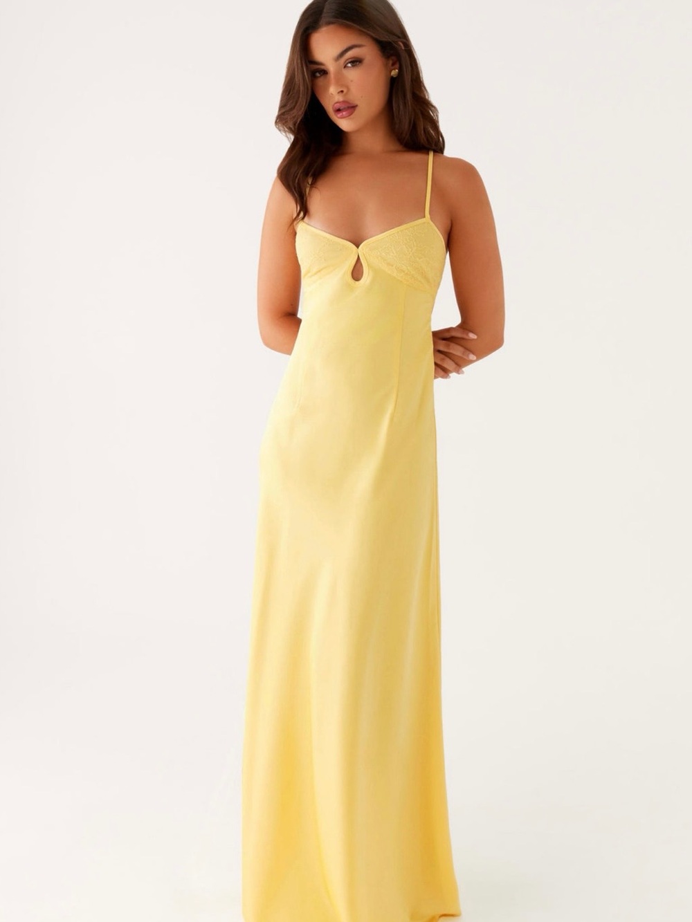 Peppermayo Yellow Maxi Dress with Keyhole Detail